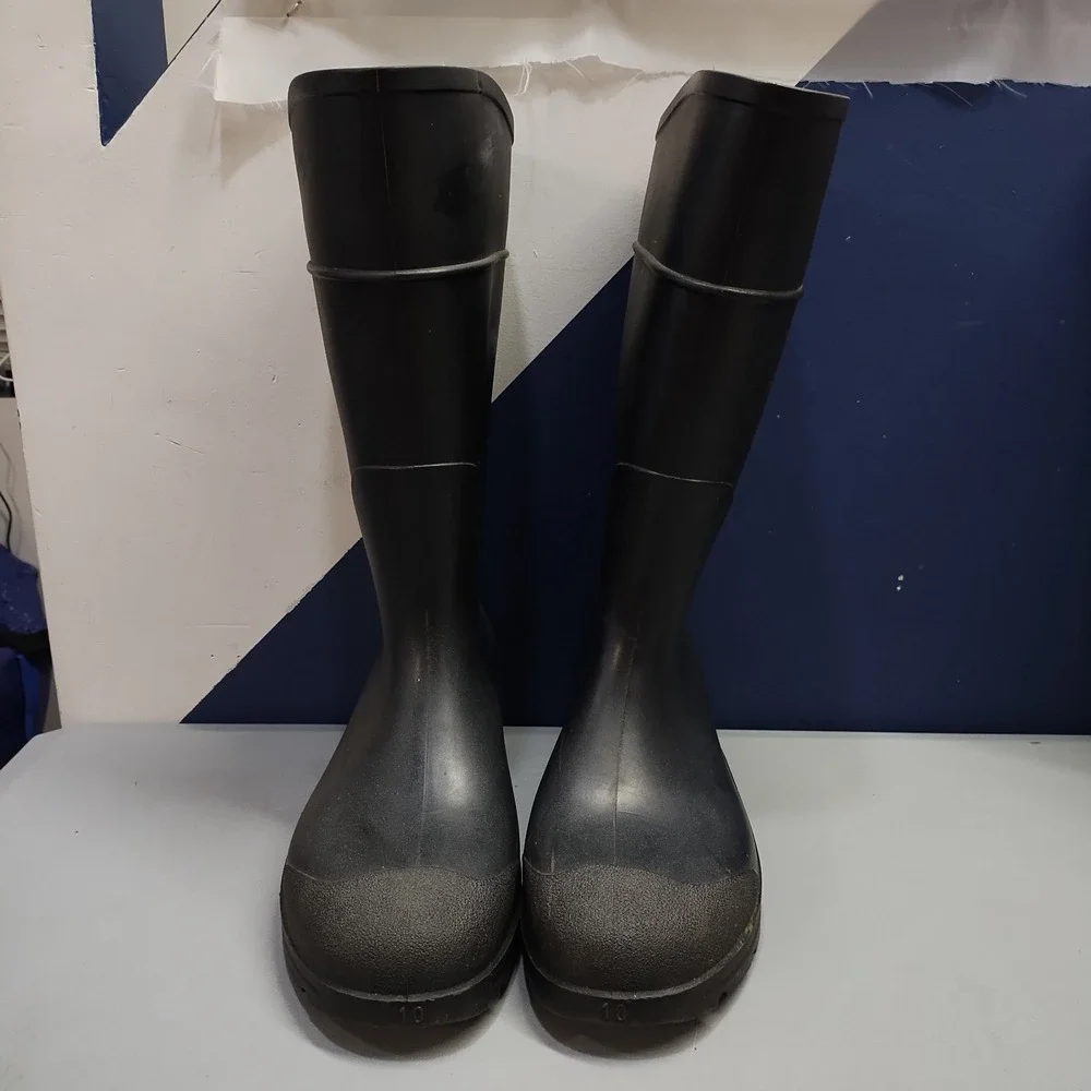 Servus Work Rain Boots Mens Size 10 Black Rubber Waterproof Heavy Duty Pull On